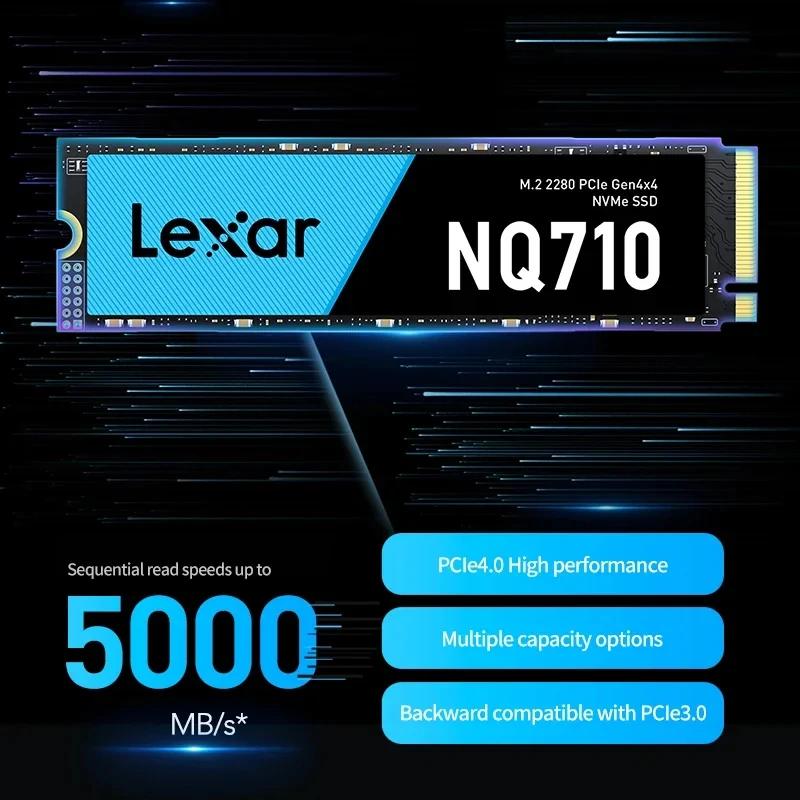 Lexar NVMe SSD M.2 2280 PCIe NQ710 Gen4x4 500GB 1TB 2TB m25000MB/s ÷  ָ Ʈ ̺, Ʈ ũž